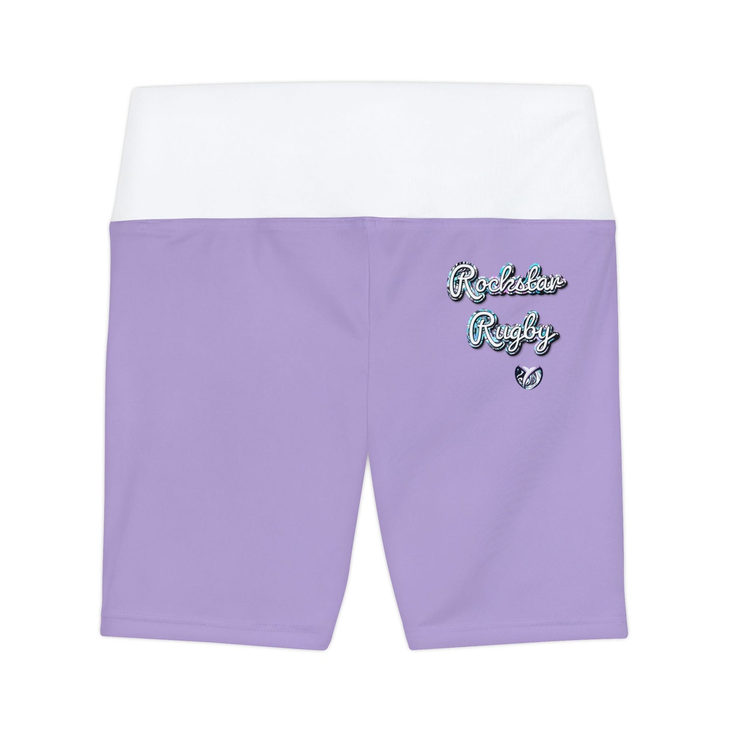 Blueberry Trails High Waisted Polyester/Spandex Shorts - Lavender & White