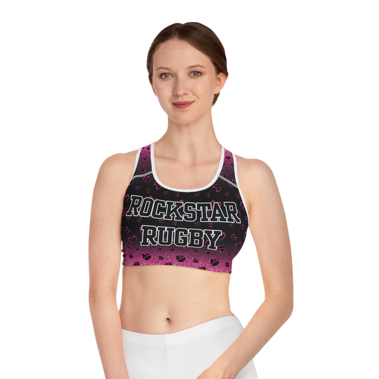 Pink Stardust & <3's Moisture Wicking Sports Bra