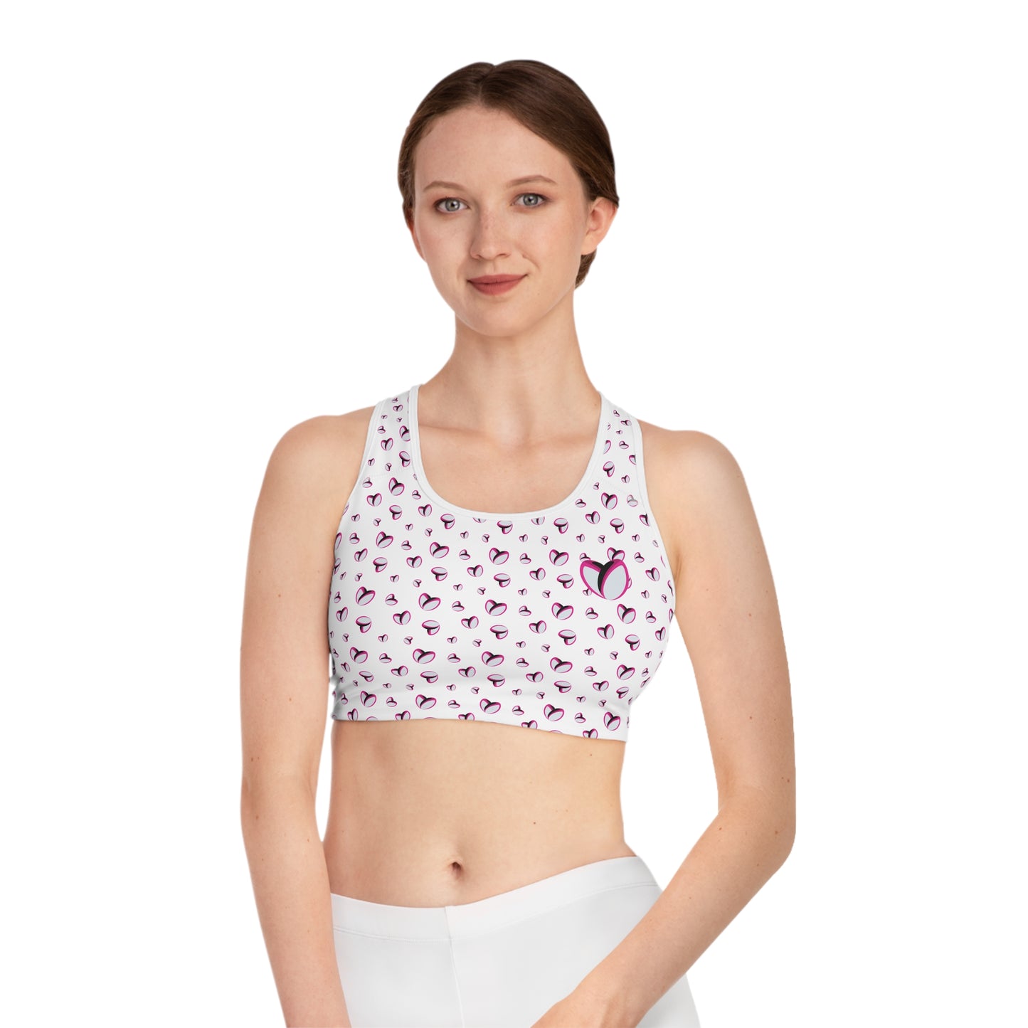 Rockstar Rugby Moisture-Wicking Sports Bra (White - Heart Logo)