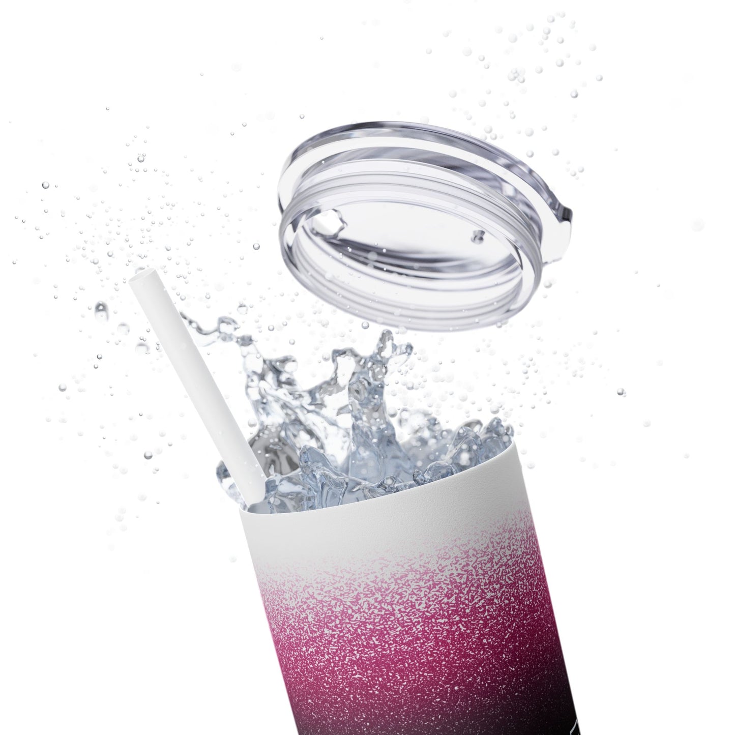Pink Stardust Skinny Tumbler with Straw, 20oz