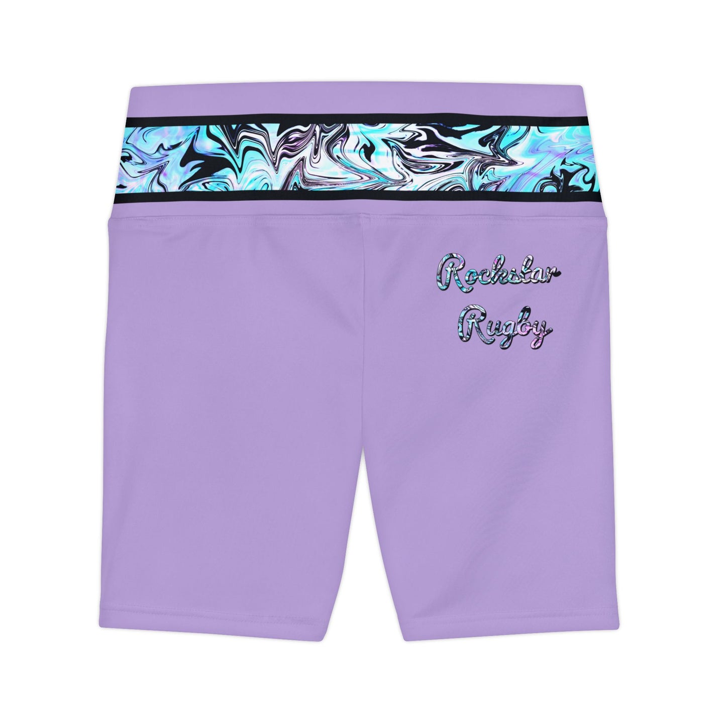 Lavender Trails High Waisted Polyester/Spandex Shorts (Back Logo)