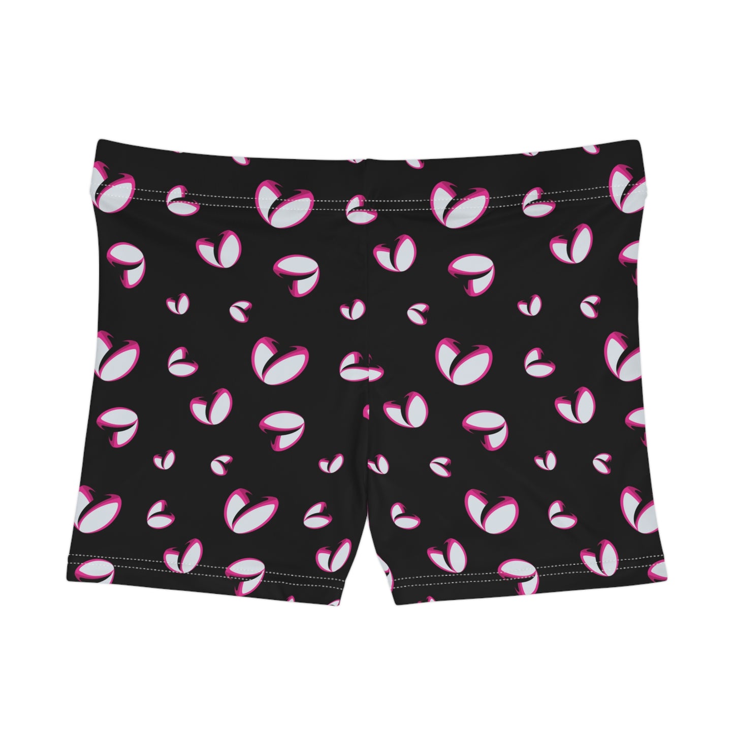 Rockstar Rugby Women's Stretchy Shorts (Black - Heart Logo)