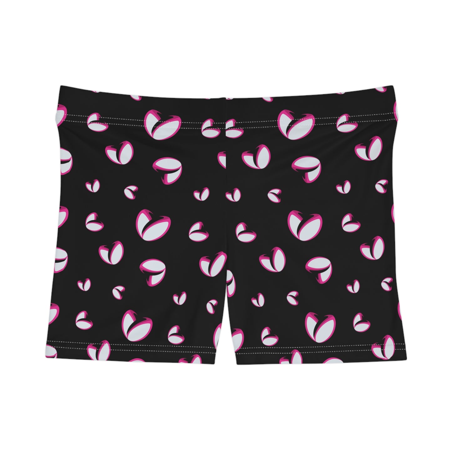 Rockstar Rugby Women's Stretchy Shorts (Black - Heart Logo)
