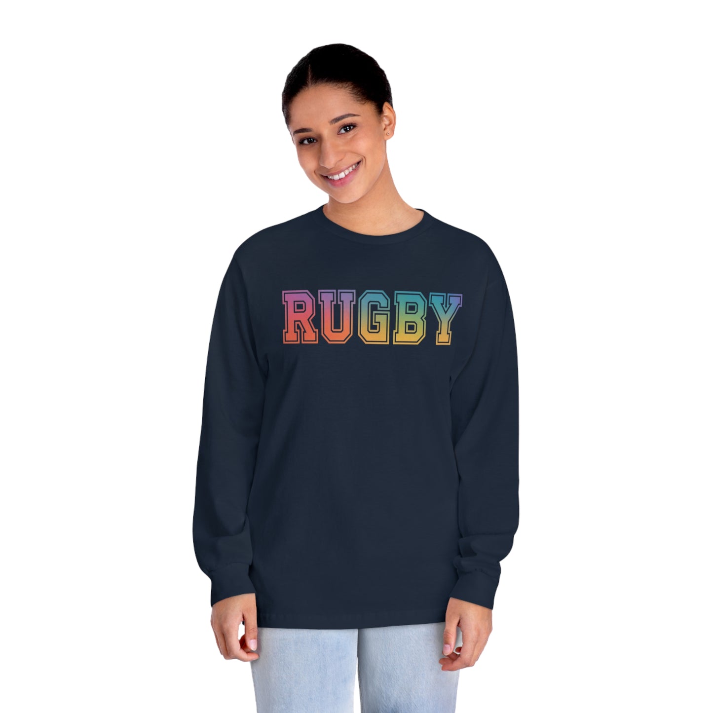 American Apparel Rainbow Rugby Long Sleeve T-Shirt