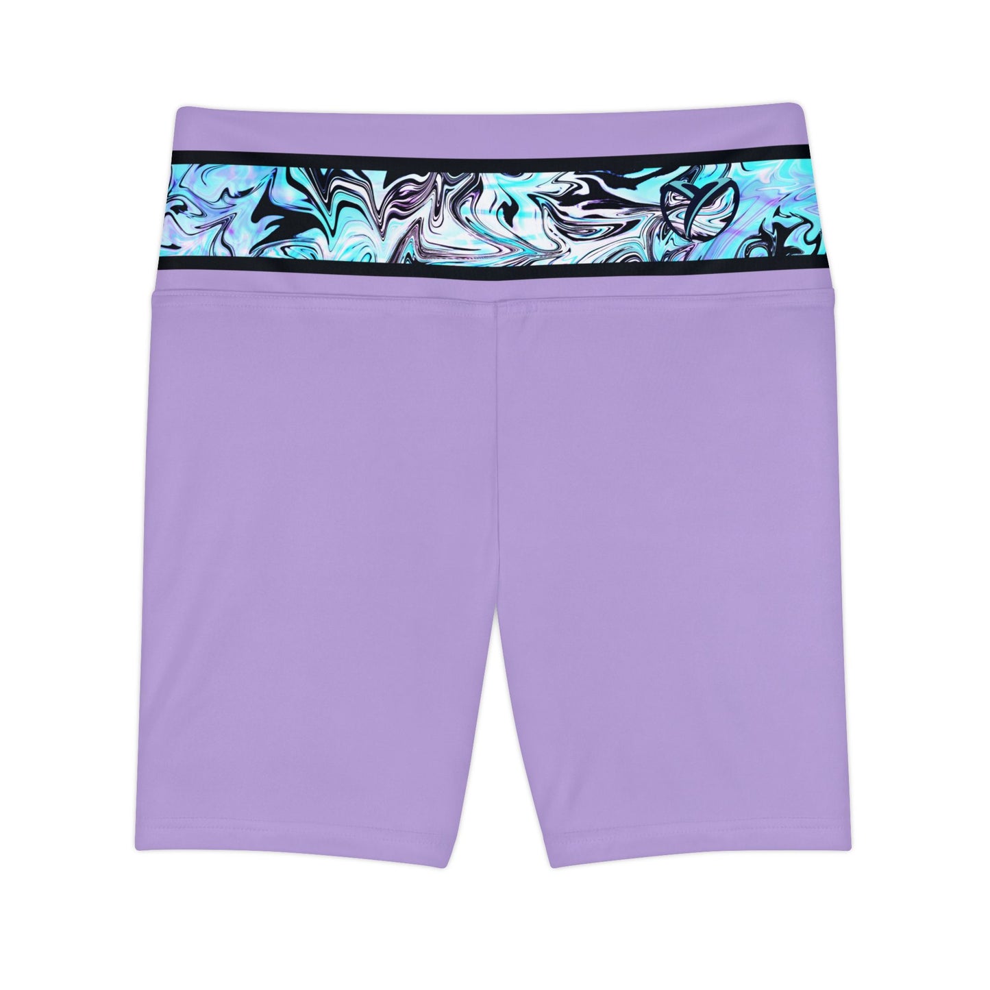 Lavender Trails High Waisted Polyester/Spandex Shorts (Back Logo)