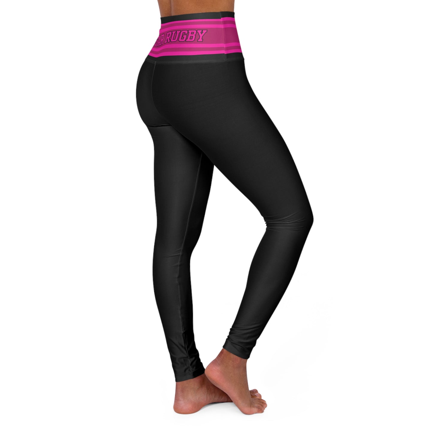 Pink Stripe Waistband Basic Black & Pink Leggings