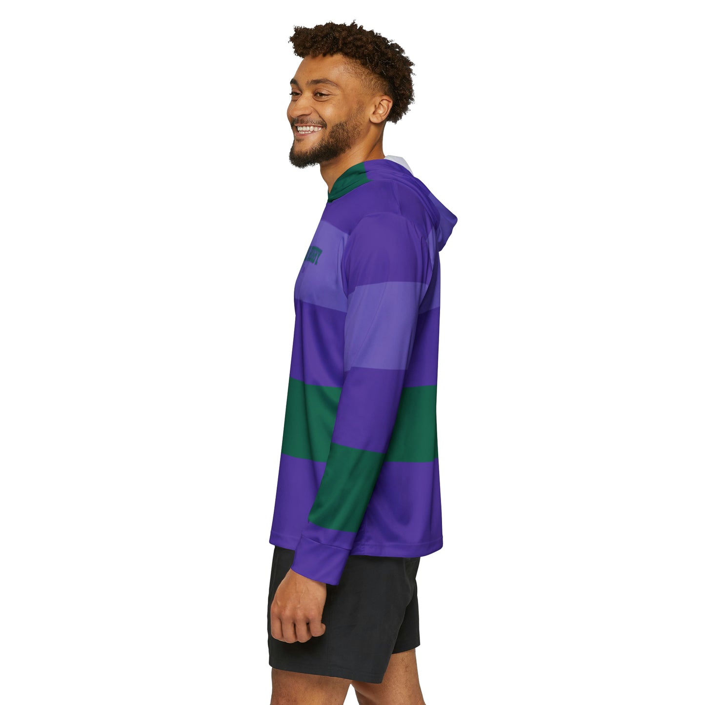 Grape Soda Rugby Stripes Light Weight Moisture Wicking Hoodie