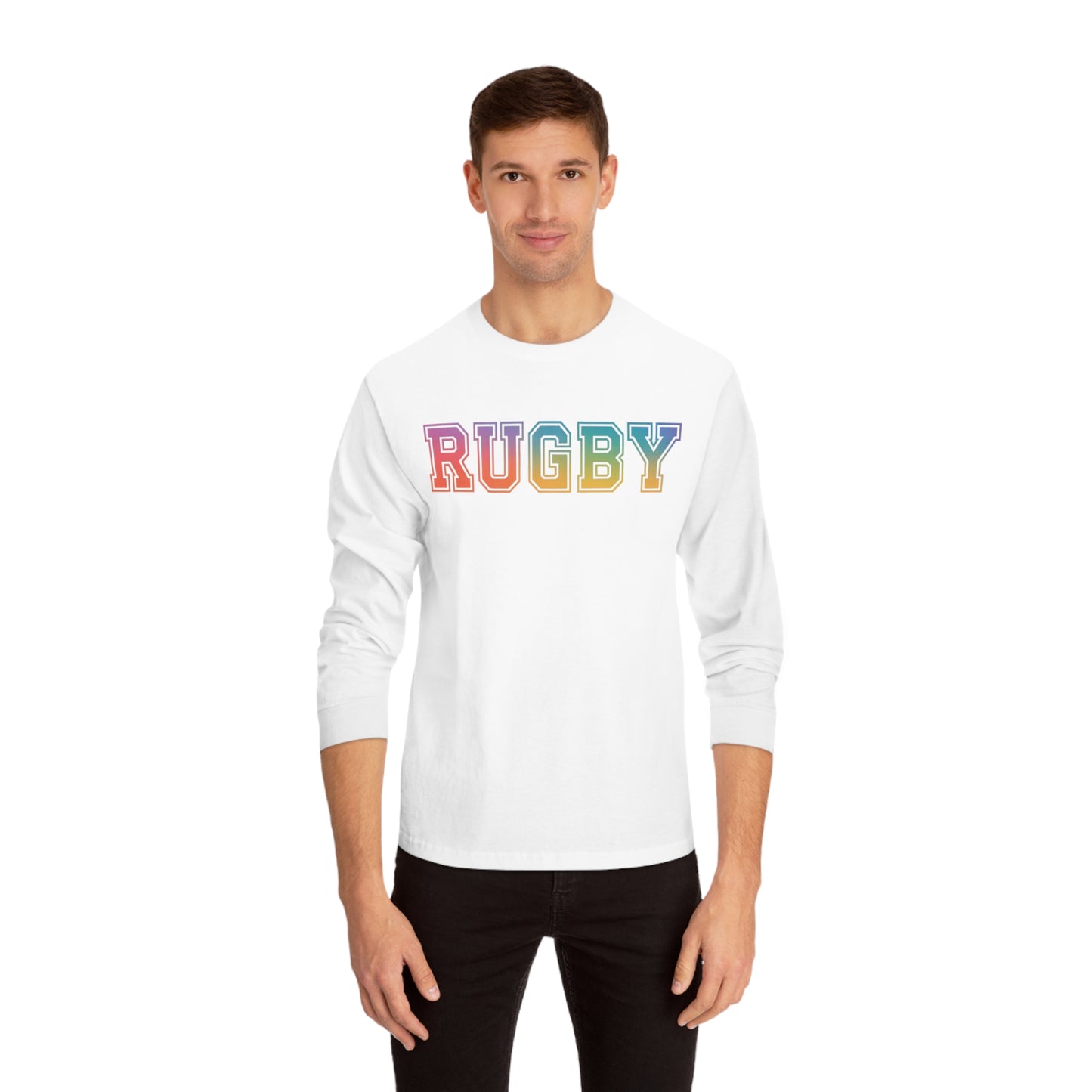 American Apparel Rainbow Rugby Long Sleeve T-Shirt