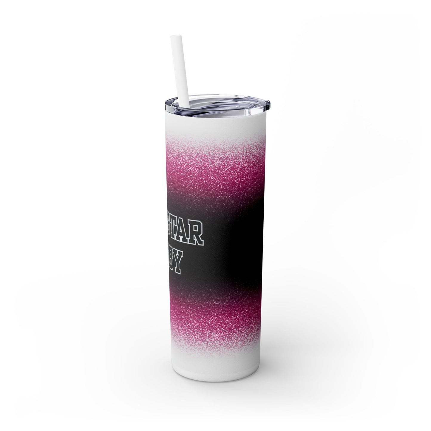 Pink Stardust Skinny Tumbler with Straw, 20oz