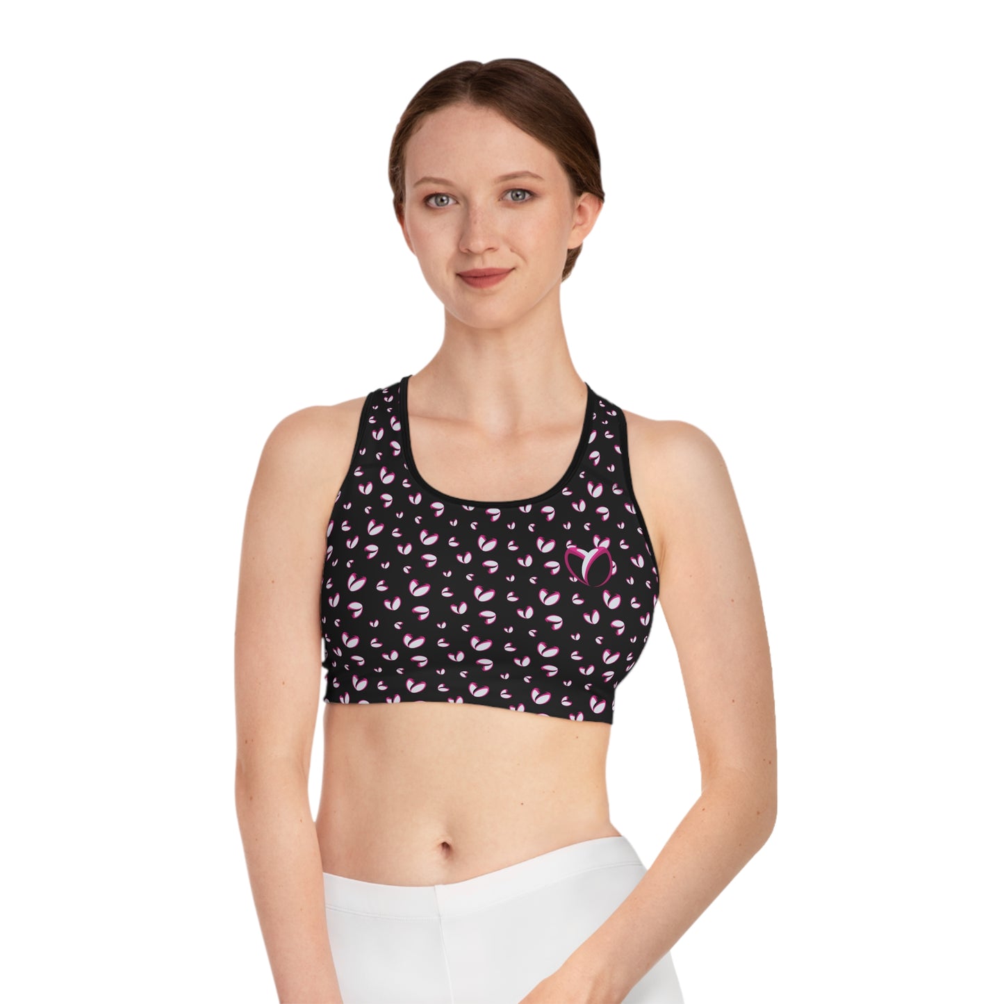 Rockstar Rugby Moisture-Wicking Sports Bra (Black - Heart Logo)