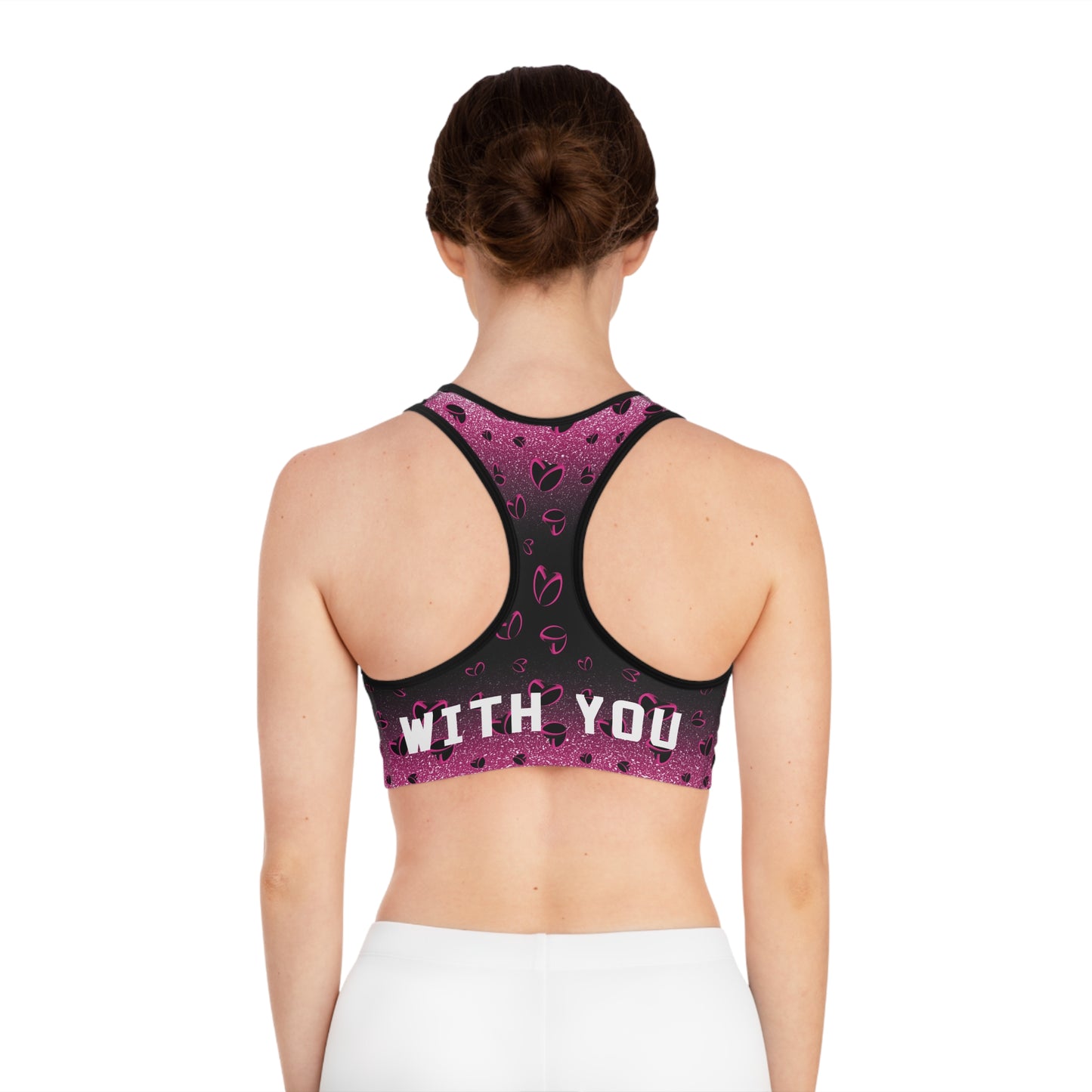 Pink Stardust & <3's Moisture Wicking Sports Bra