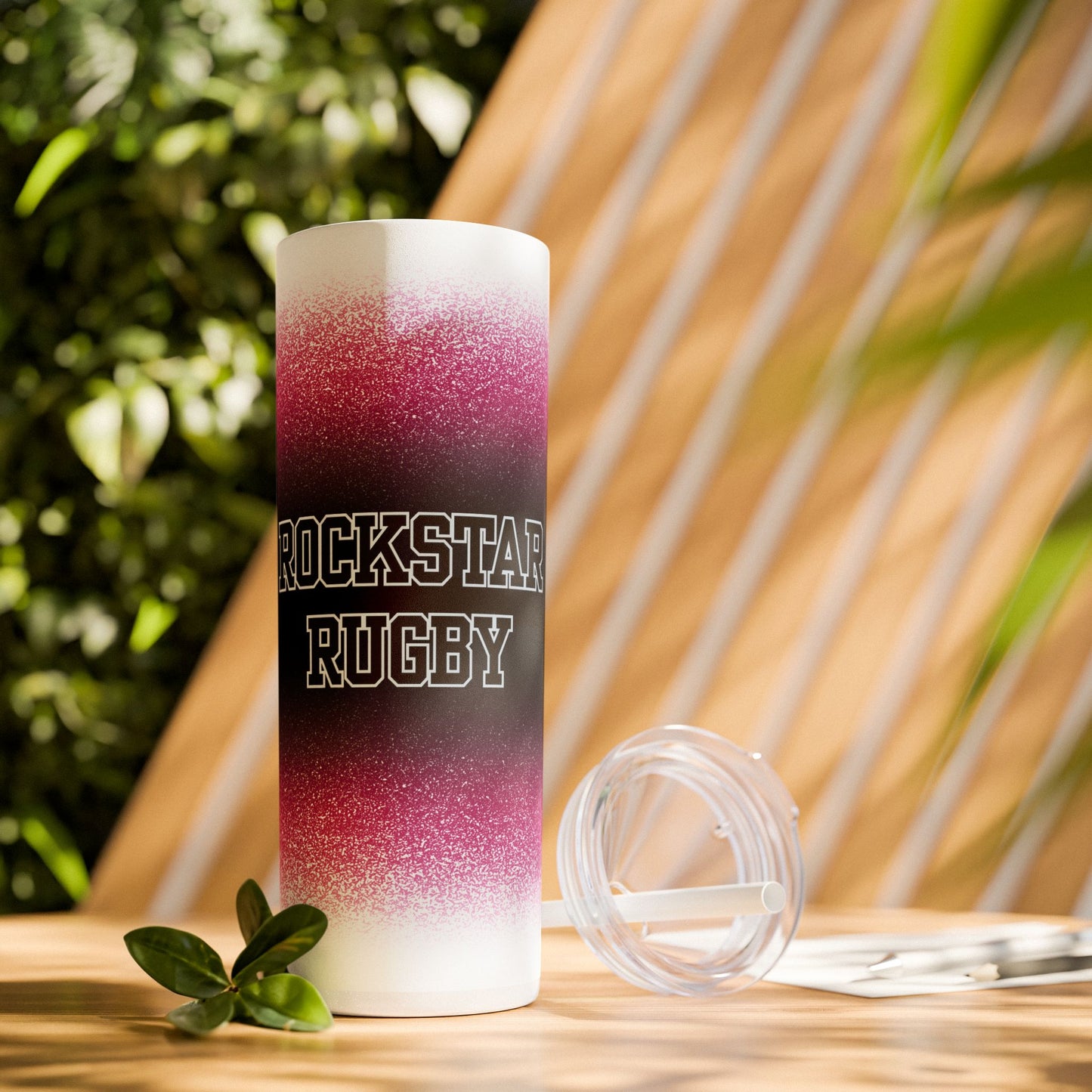 Pink Stardust Skinny Tumbler with Straw, 20oz