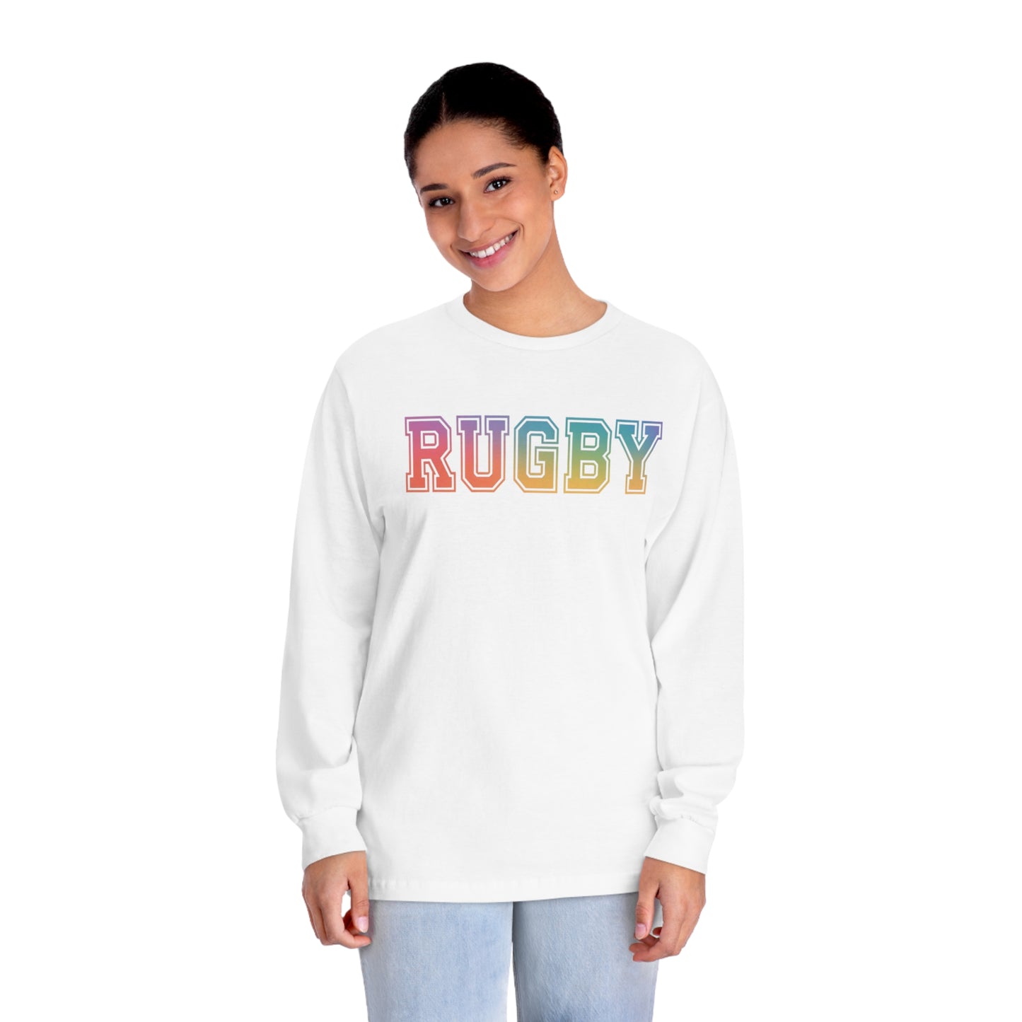 American Apparel Rainbow Rugby Long Sleeve T-Shirt