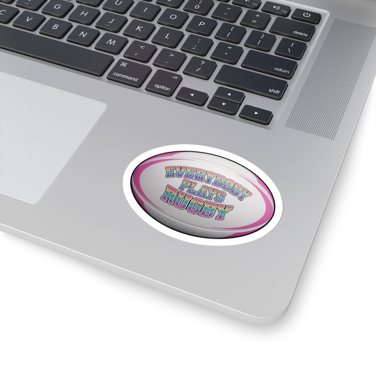 Rainbow Rugby Ball Sticker