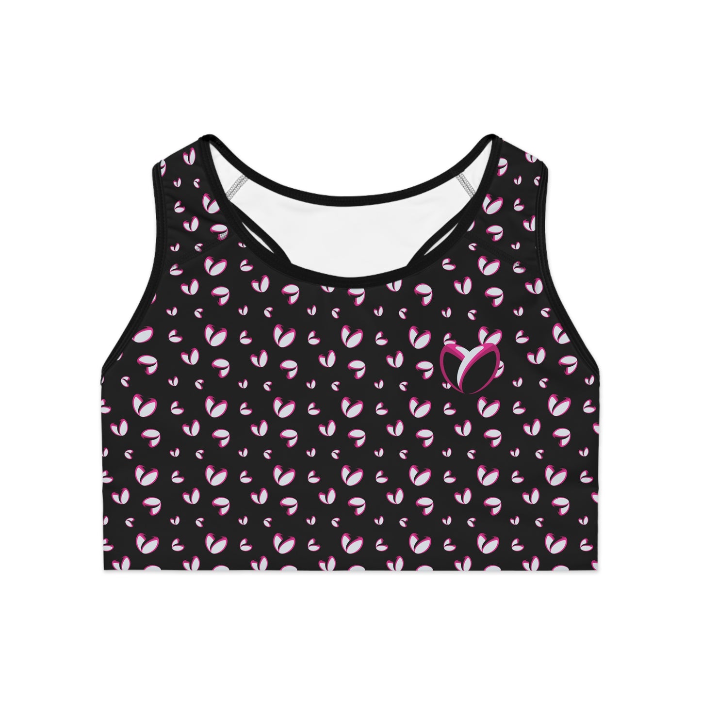 Rockstar Rugby Moisture-Wicking Sports Bra (Black - Heart Logo)