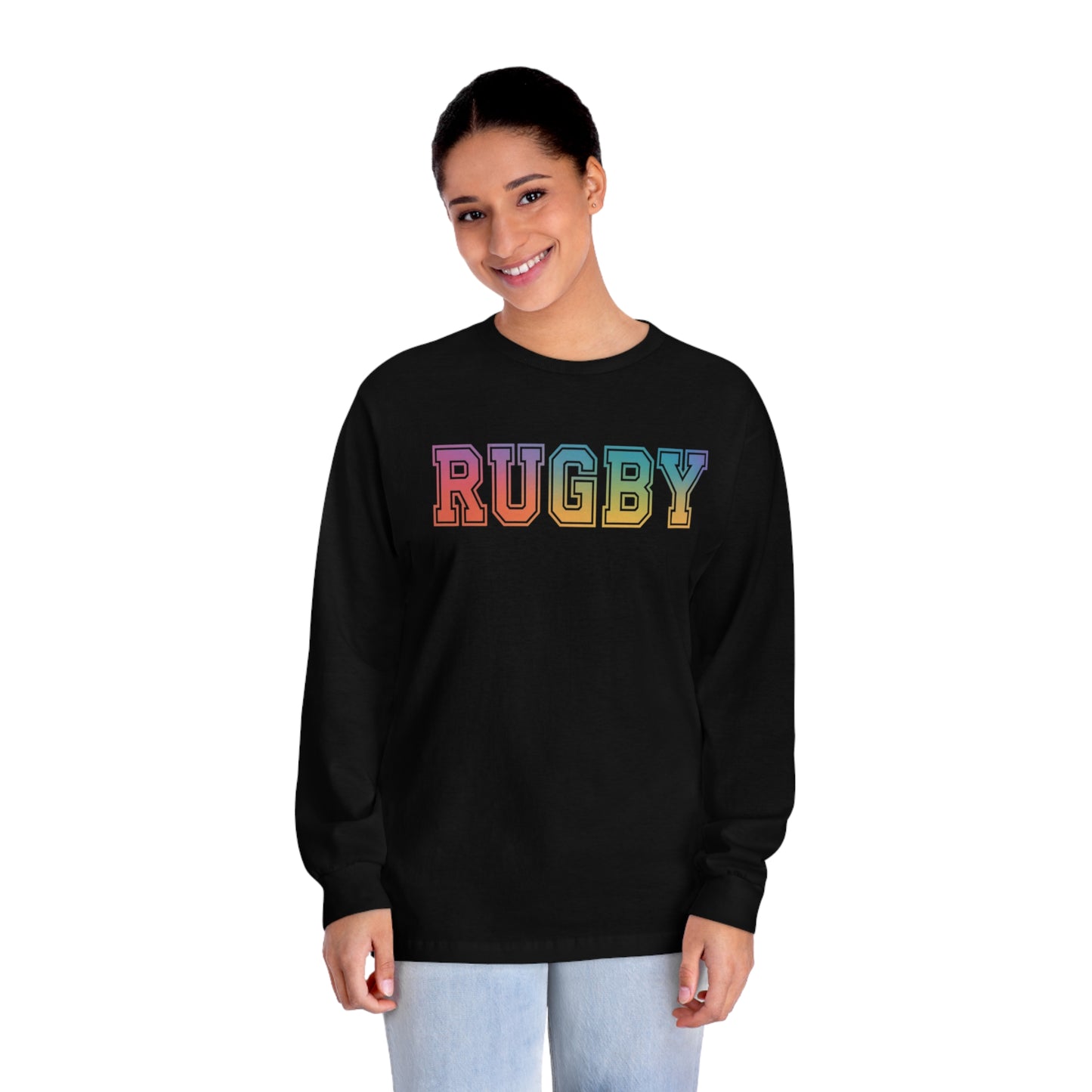 American Apparel Rainbow Rugby Long Sleeve T-Shirt
