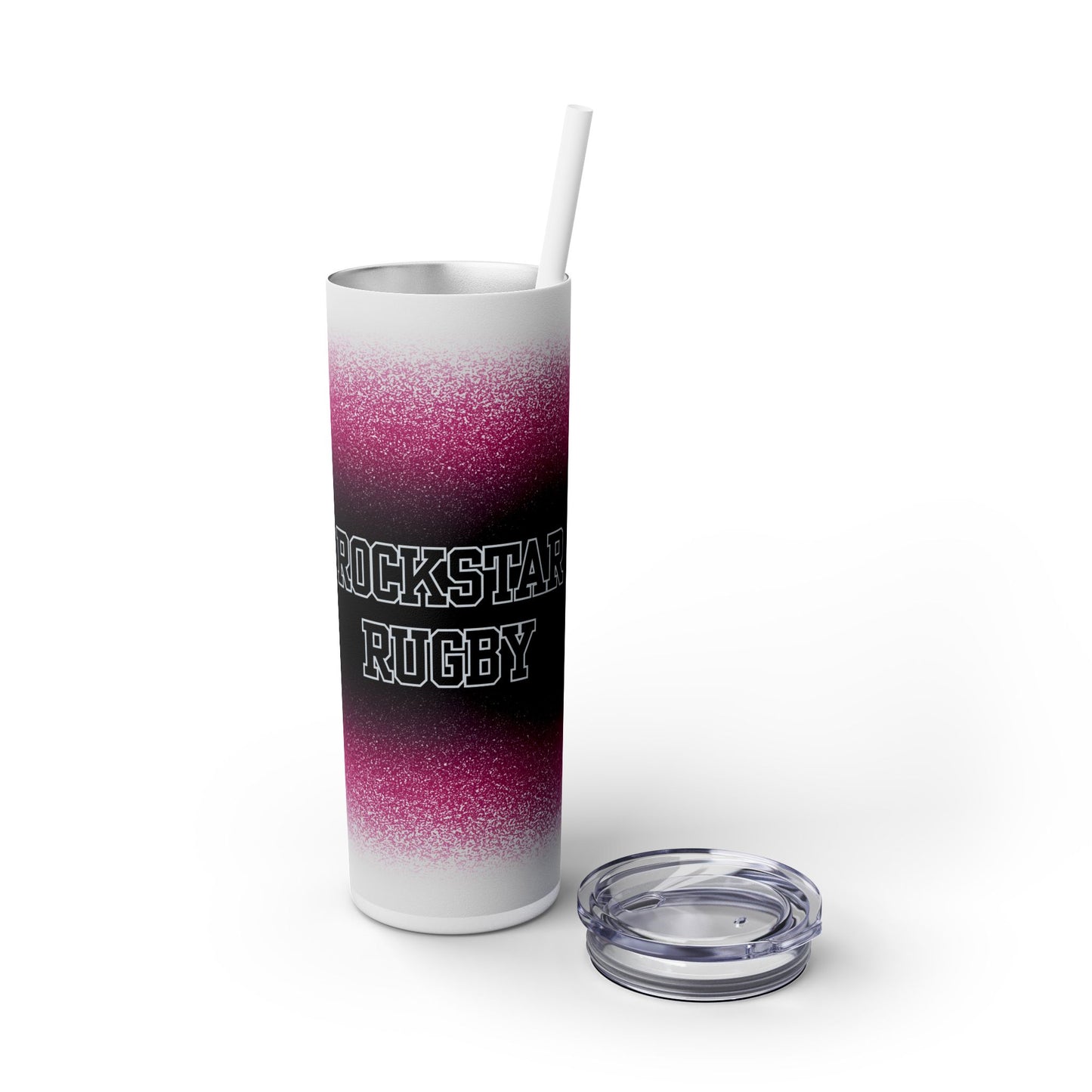 Pink Stardust Skinny Tumbler with Straw, 20oz