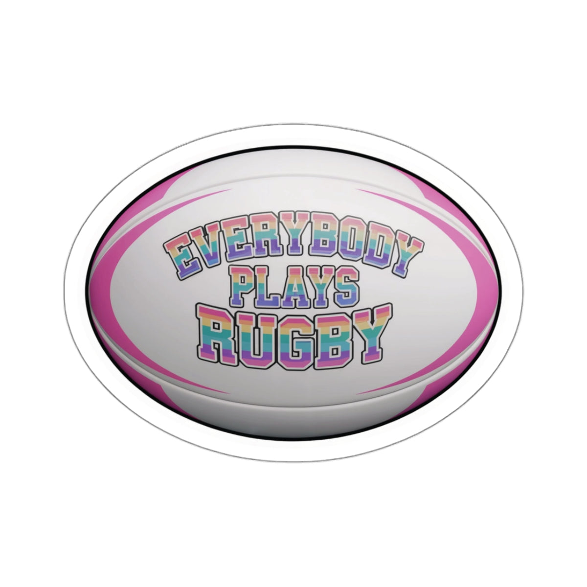 Rainbow Rugby Ball Sticker