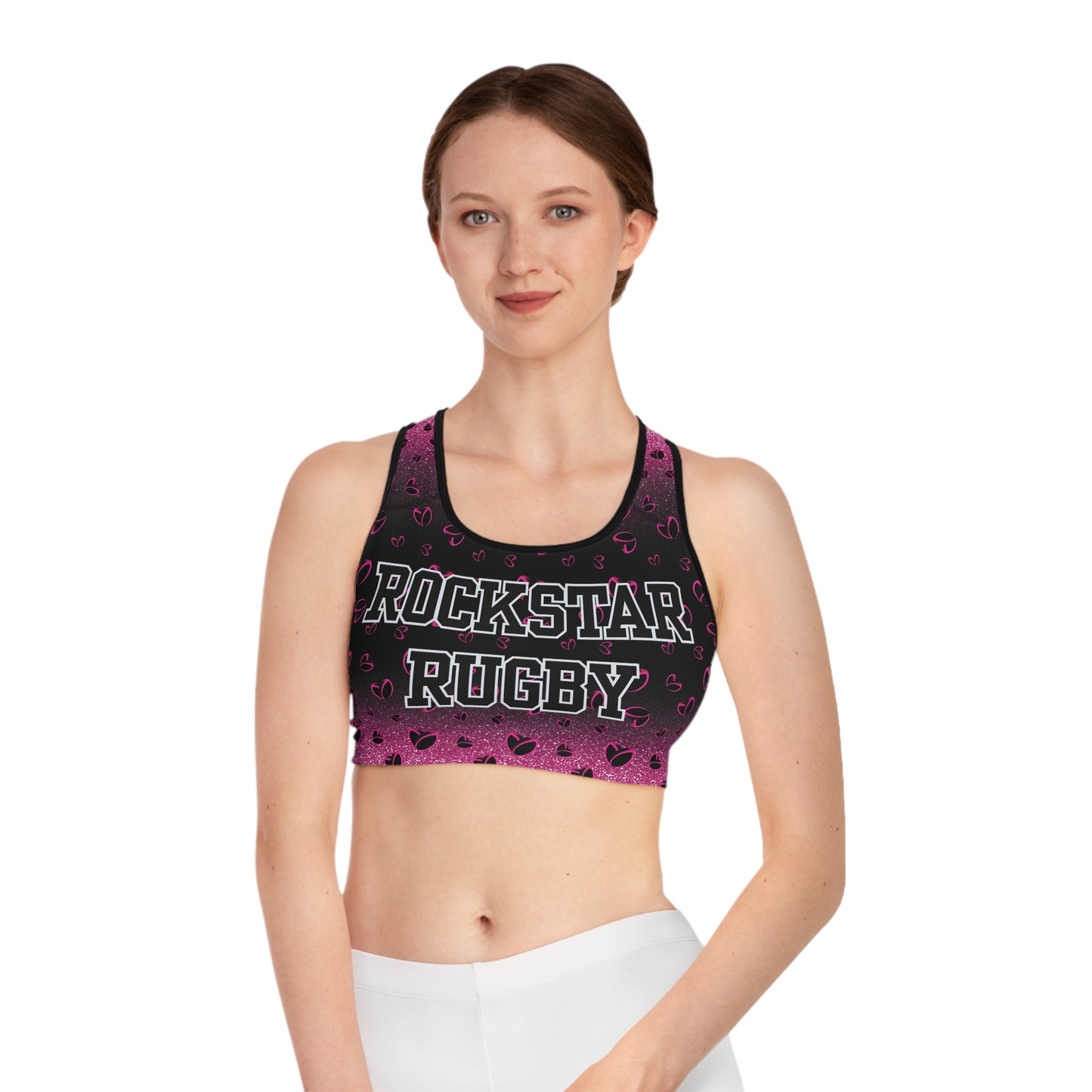 Pink Stardust & <3's Moisture Wicking Sports Bra