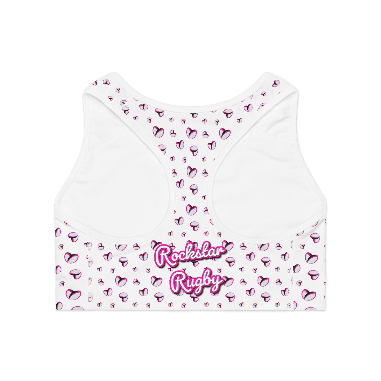 Rockstar Rugby Moisture-Wicking Sports Bra (White - Heart Logo)