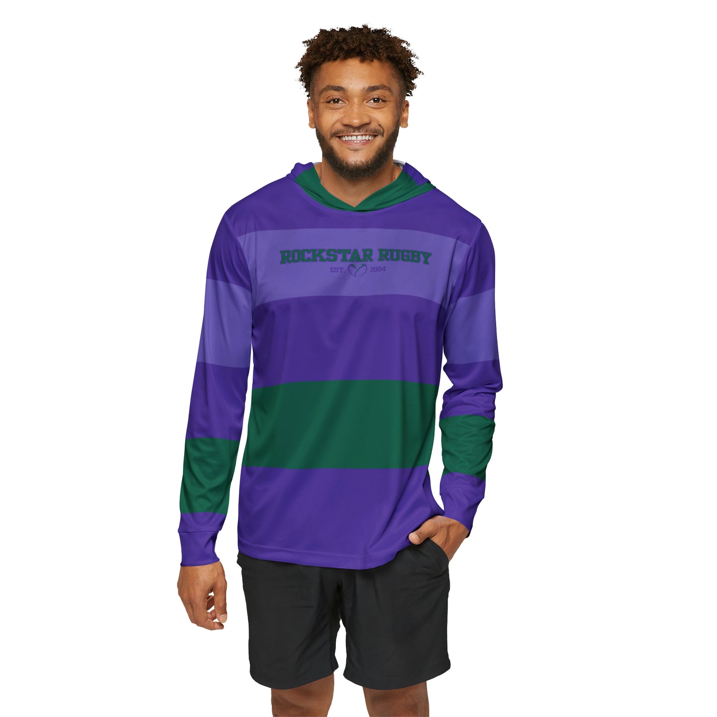 Grape Soda Rugby Stripes Light Weight Moisture Wicking Hoodie