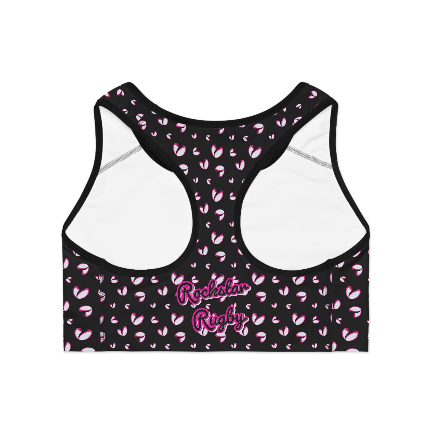 Rockstar Rugby Moisture-Wicking Sports Bra (Black - Heart Logo)