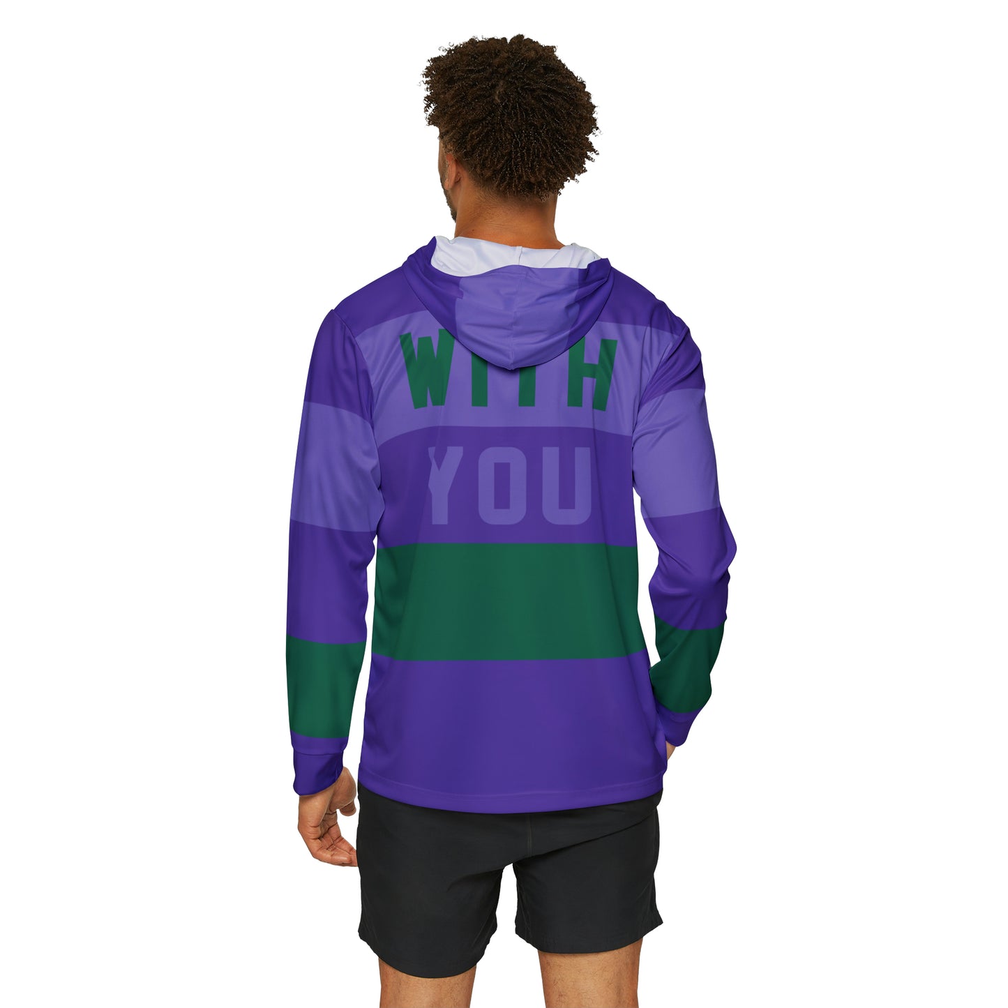 Grape Soda Rugby Stripes Light Weight Moisture Wicking Hoodie