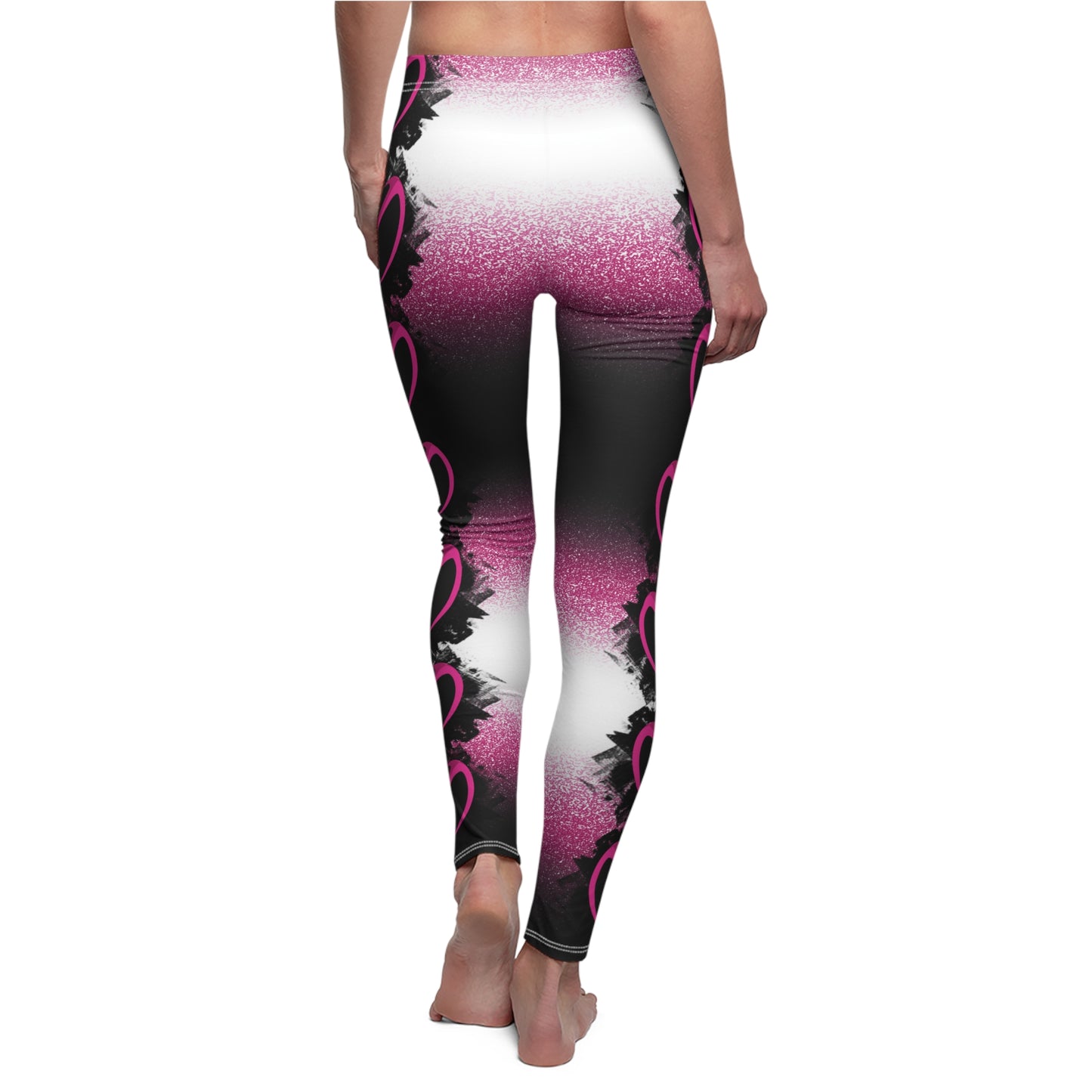Pink Stardust Heart Racer Stripe Leggings