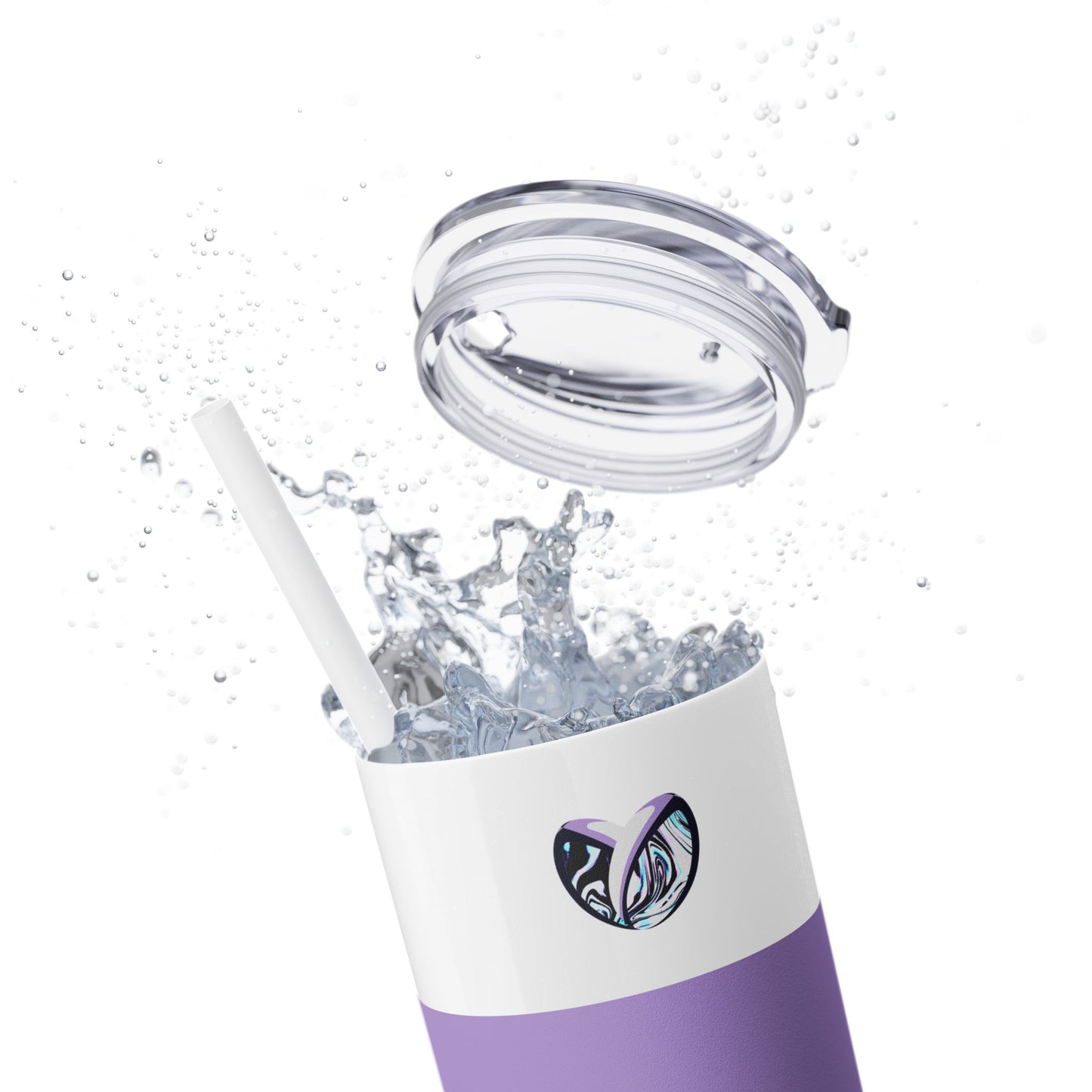 Glitter Lavender Skinny Tumbler with Straw, 20oz