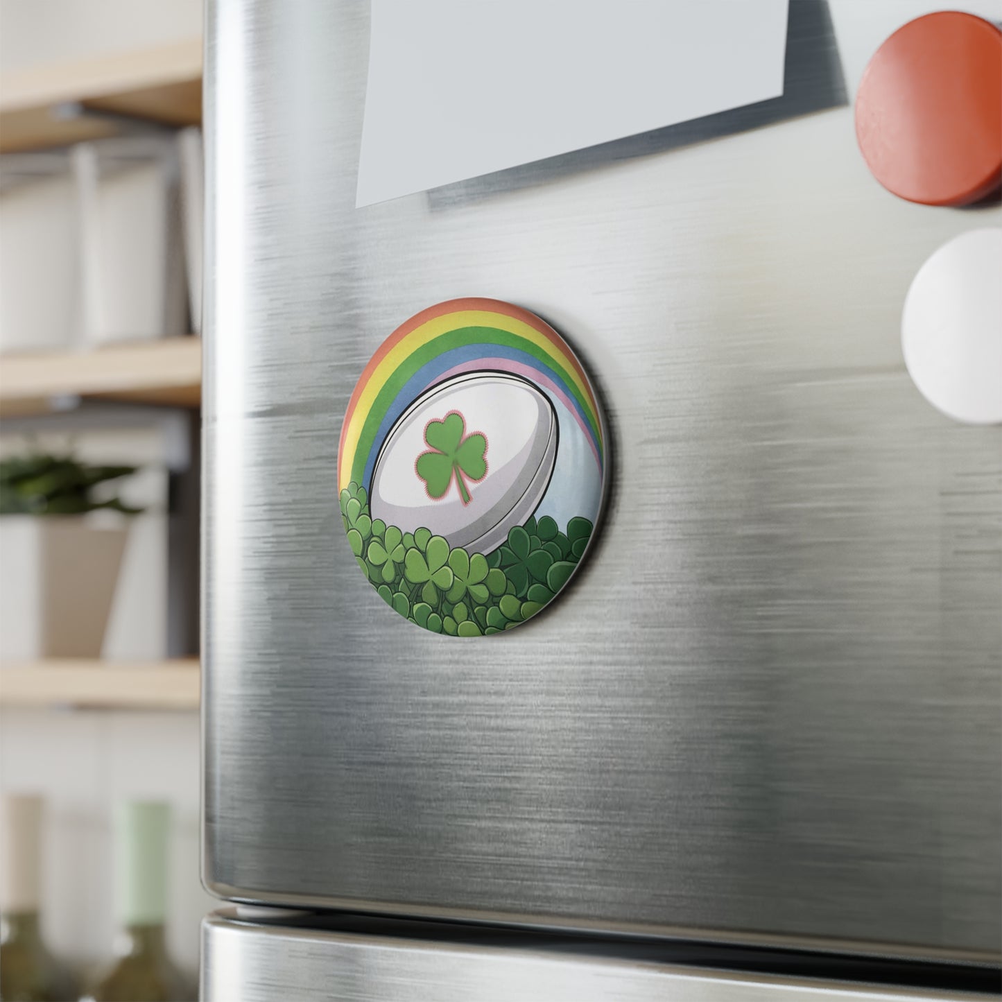 Lucky Rainbow Shamrocks Button Magnet