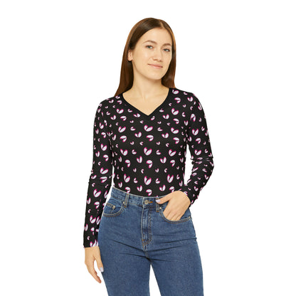 Rugby <3's  Long Sleeve V-neck Shirt (Black)