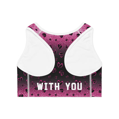 Pink Stardust & <3's Moisture Wicking Sports Bra