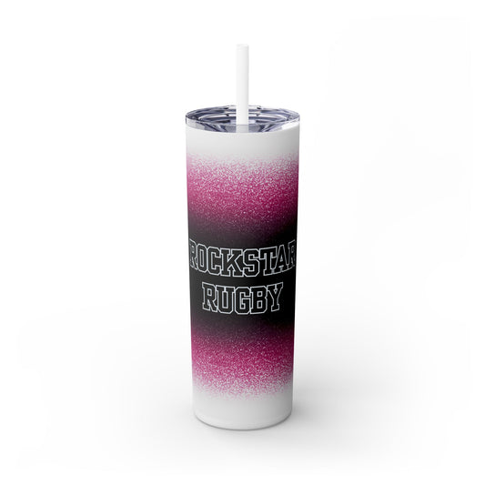 Pink Stardust Skinny Tumbler with Straw, 20oz