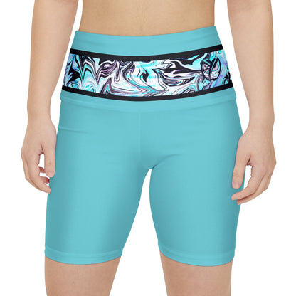 Blueberry Trails High Waisted Polyester/Spandex Shorts (Back Logo)