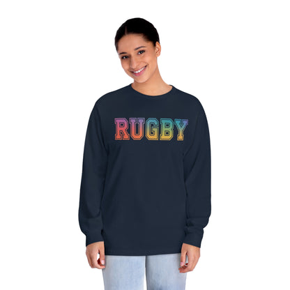 American Apparel Rainbow Rugby Long Sleeve T-Shirt