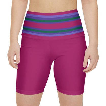 Raspberry Soda High Waisted Polyester/Spandex Shorts