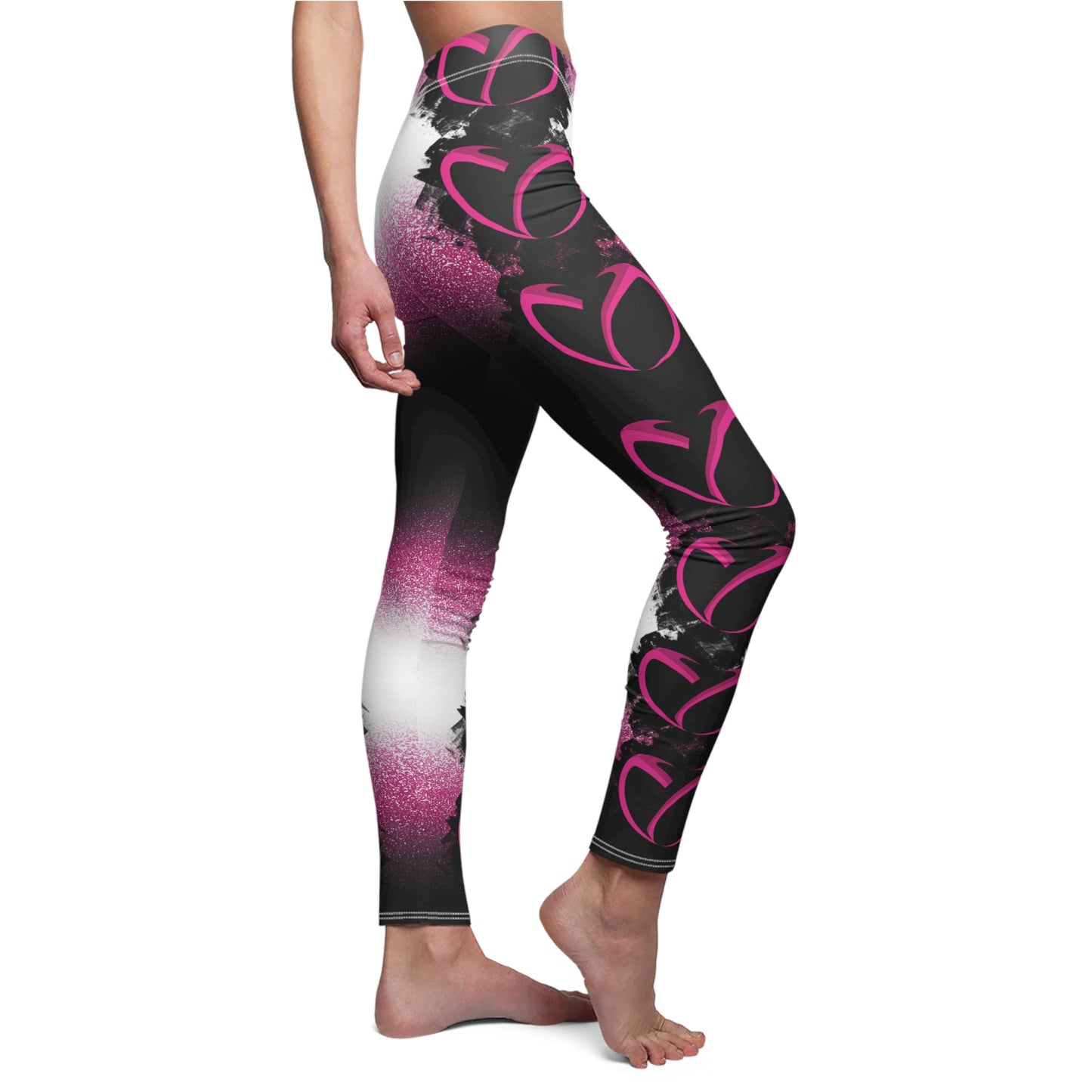Pink Stardust Heart Racer Stripe Leggings