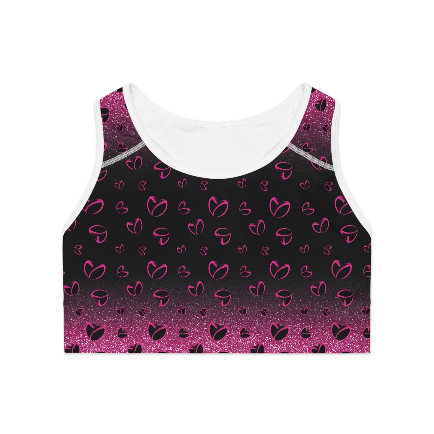 Pink Stardust & <3's Moisture Wicking Sports Bra (Back Logo)