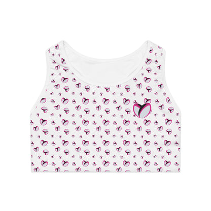 Rockstar Rugby Moisture-Wicking Sports Bra (White - Heart Logo)