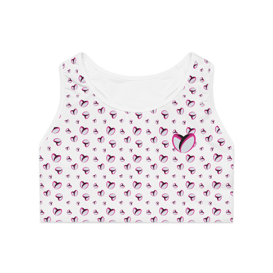 Rockstar Rugby Moisture-Wicking Sports Bra (White - Heart Logo)