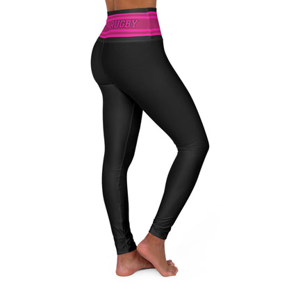 Pink Stripe Waistband Basic Black & Pink Leggings