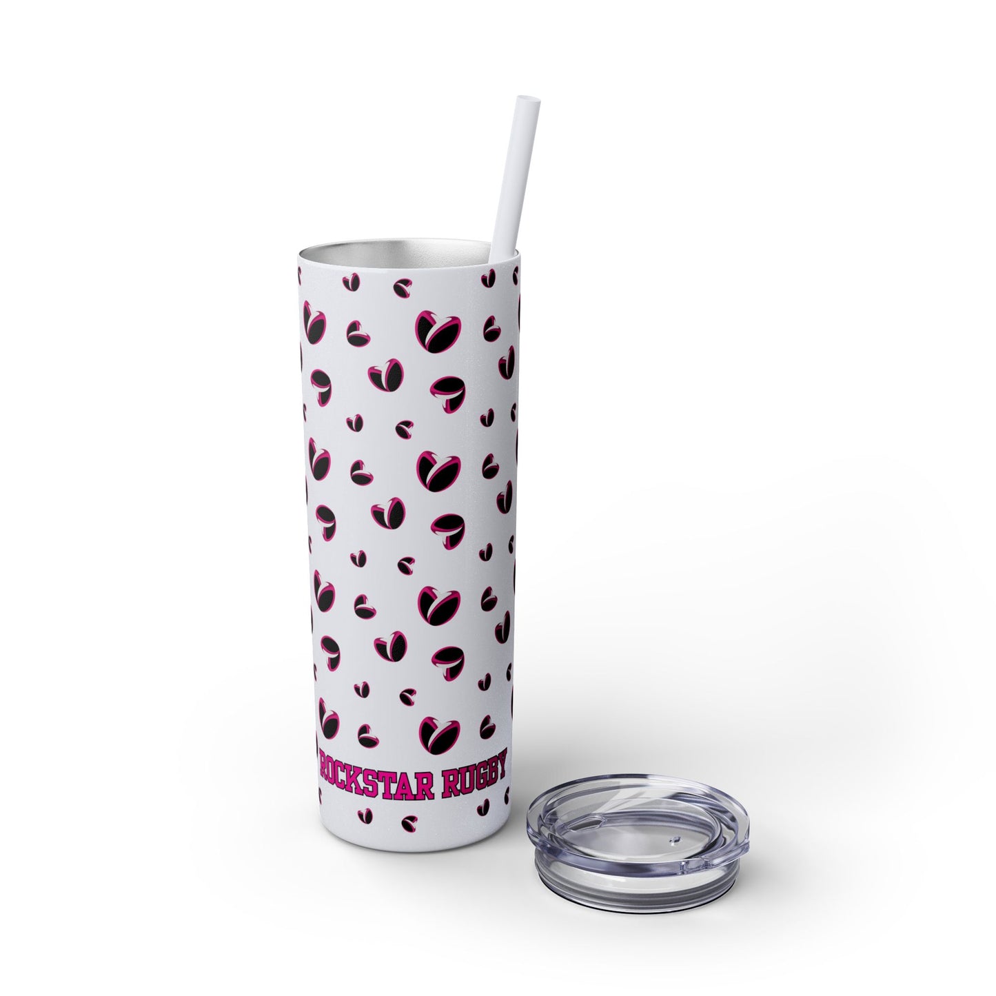 Rugby <3's Glitter Skinny Tumbler with Straw, 20oz