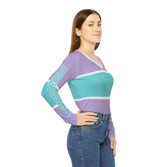 Aqua & Lavender V-neck Shirt