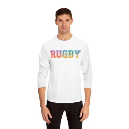 American Apparel Rainbow Rugby Long Sleeve T-Shirt