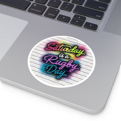 Saturday is a Rugby Day Round Sticker