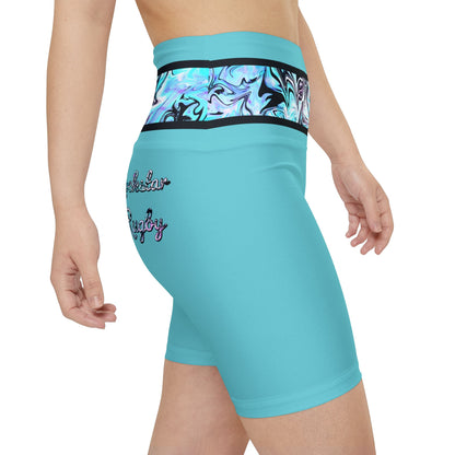 Blueberry Trails High Waisted Polyester/Spandex Shorts (Back Logo)