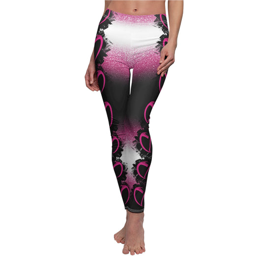 Pink Stardust Heart Racer Stripe Leggings