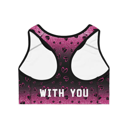 Pink Stardust & <3's Moisture Wicking Sports Bra