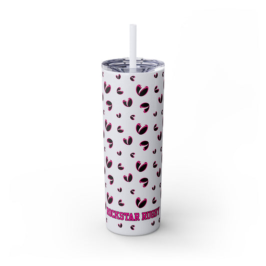 Rugby <3's Glitter Skinny Tumbler with Straw, 20oz
