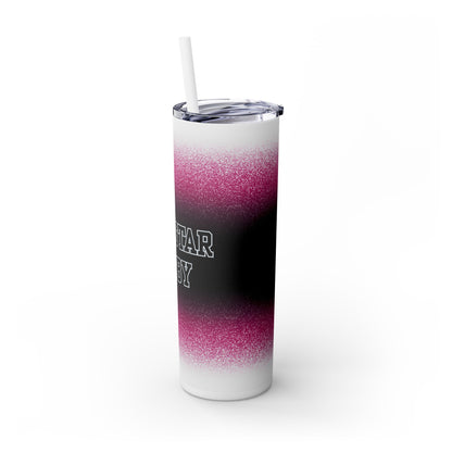 Pink Stardust Skinny Tumbler with Straw, 20oz